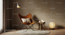 Cozy reading nook with leather butterfly chair and warm lighting