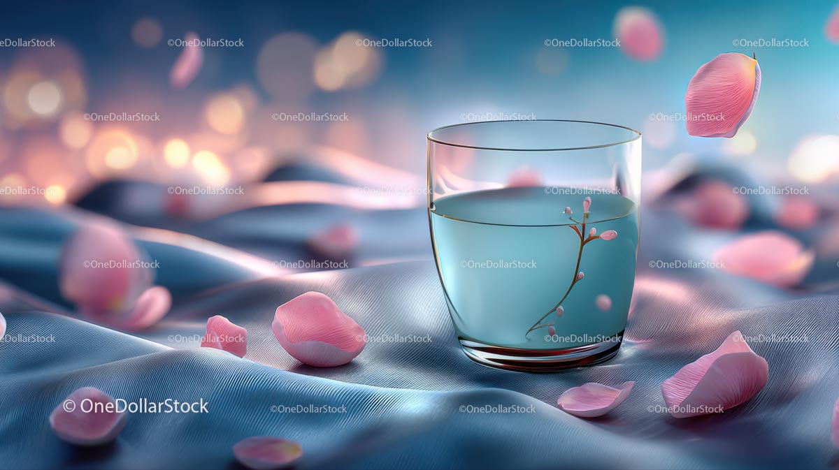 Luxury Cosmetic Jar Surrounded by Delicate Rose Petals