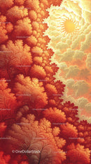 Vibrant Orange and Yellow Fractal Pattern with Intricate Design