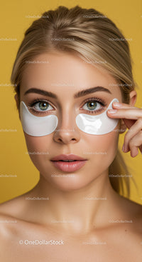 Young Woman Applying Eye Patches for Skin Care
