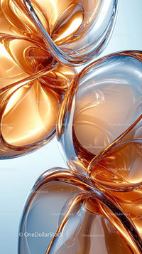 Elegant Abstract Copper and Silver Fluid Shapes for Modern Design