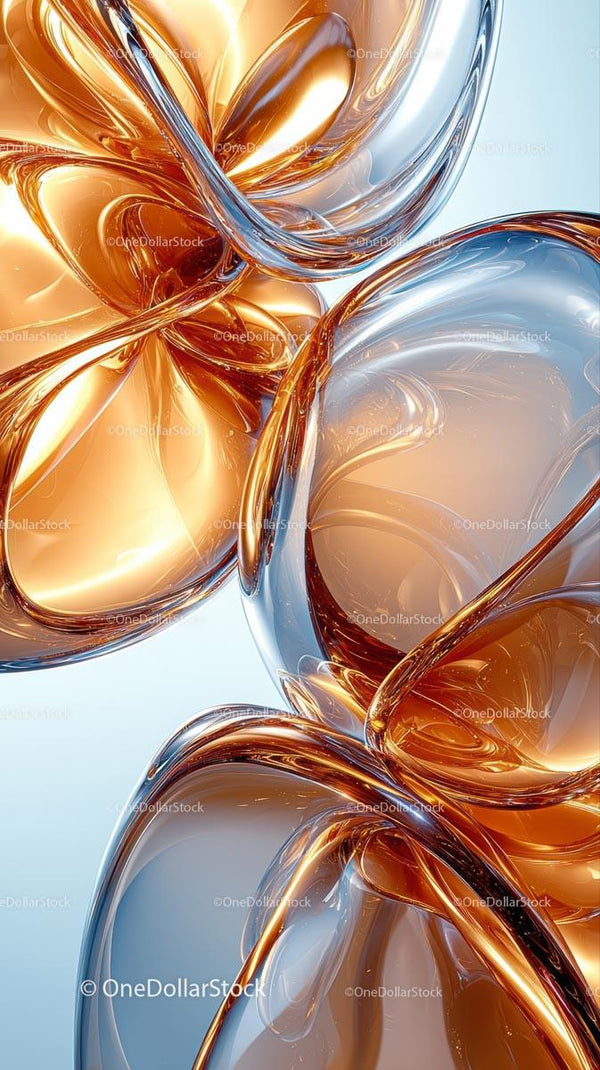 Elegant Abstract Copper and Silver Fluid Shapes for Modern Design