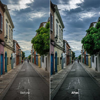 Before and after Street Reportage LUT Pack effect