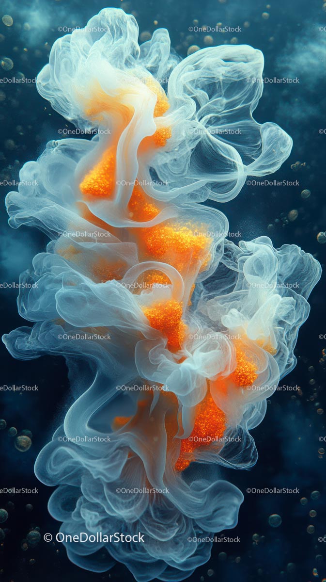 Vivid Orange and White Ink Cloud in Dynamic Water Scene