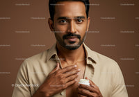 Handsome Man Applying Face Cream for Skin Care Routine
