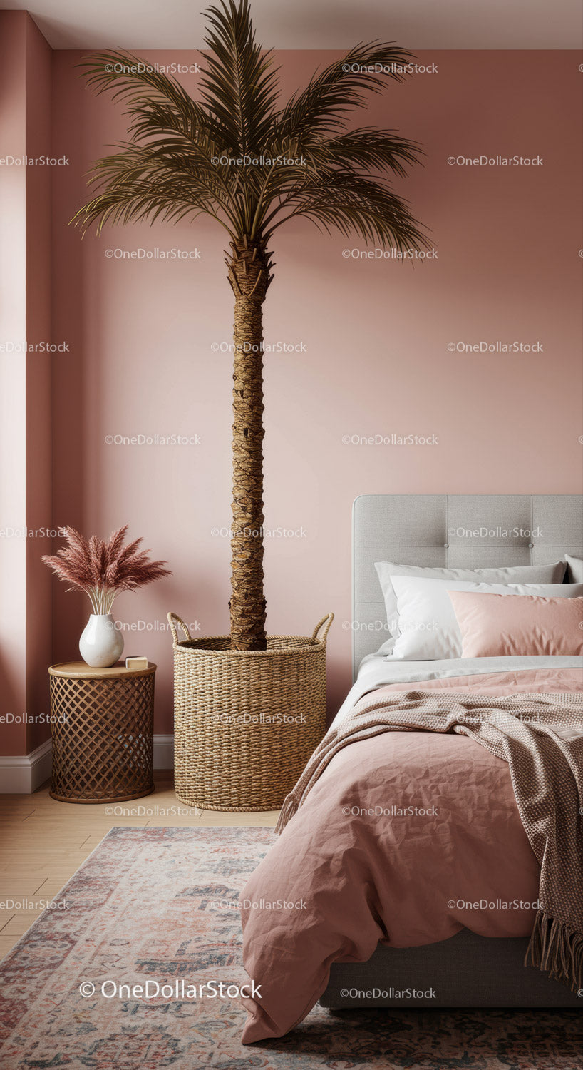 Stylish Bedroom with Elegant Houseplant and Cozy Decor