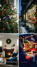Cozy Christmas scenes of home and winter market
