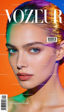Close-up portrait of woman with artistic color lighting