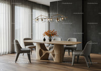 Modern Dining Room with Wooden Table and Pendant Lighting