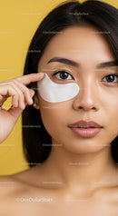 Young Woman Applying Under-Eye Patch for Skin Care Routine