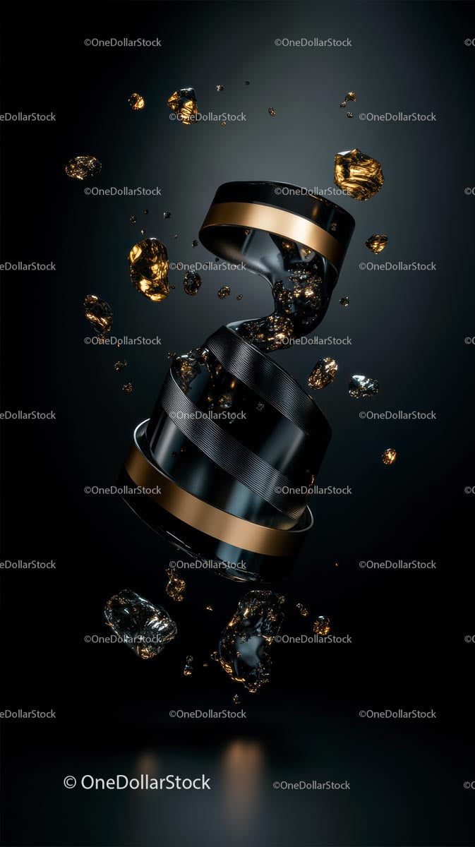 Luxurious Black and Gold Futuristic Smartwatch with Modern Design