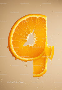 Close up of fresh orange slice dripping with juice