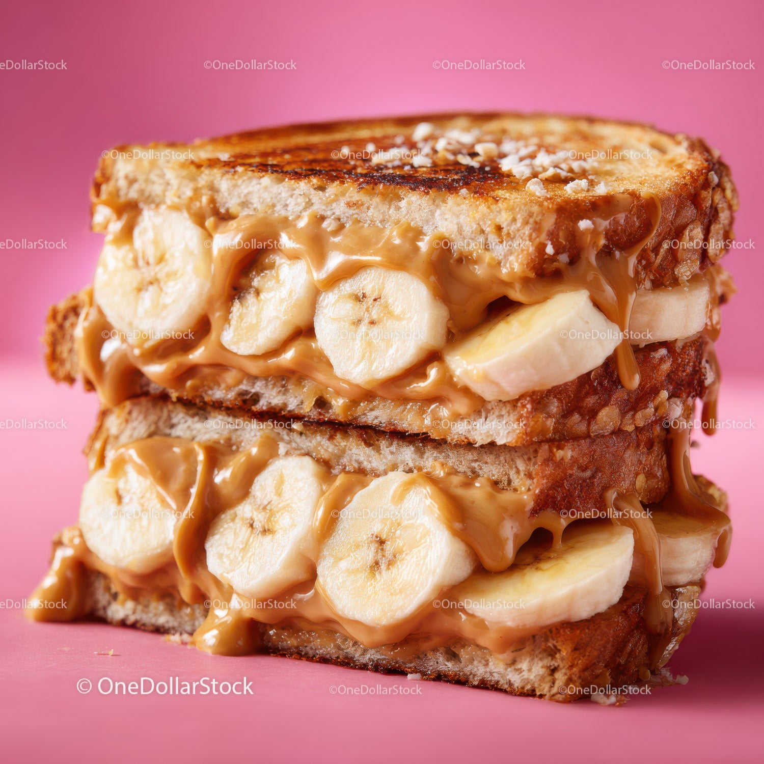 Banana Caramel Toast Sandwich for Delicious Breakfast or Snack