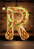 Letter R Shaped Burritos with Fresh Ingredients