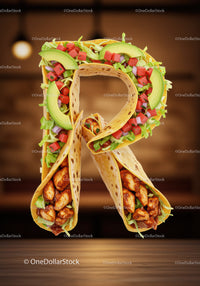 Letter R Shaped Burritos with Fresh Ingredients