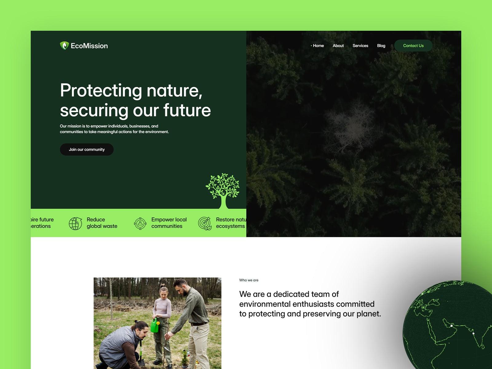 EcoMission — Nonprofit & Green Initiative Framer Template