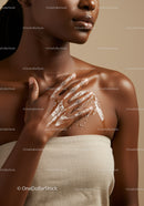 Elegant Woman Applying Body Lotion for Healthy Glowing Skin