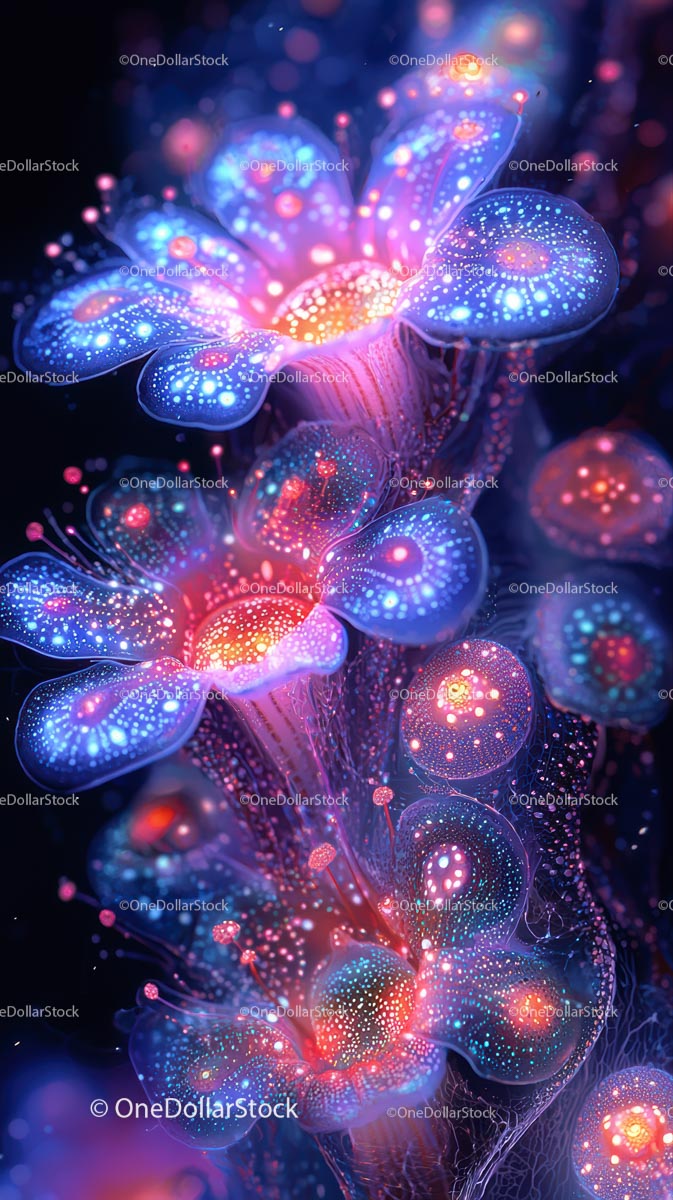 Bioluminescencyjna meduza w neonowej głębinowej fantazji