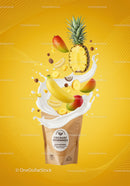 Tropical Fruit Smoothie Ingredients Splashing from Bag