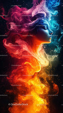 Colorful Smoke Woman Profile Artistic Digital Portrait