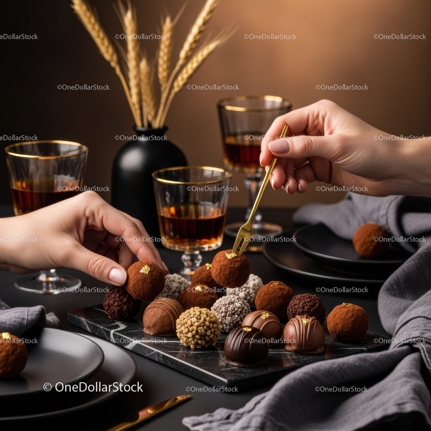 Luxurious Assorted Chocolate Truffles with Gourmet Presentation