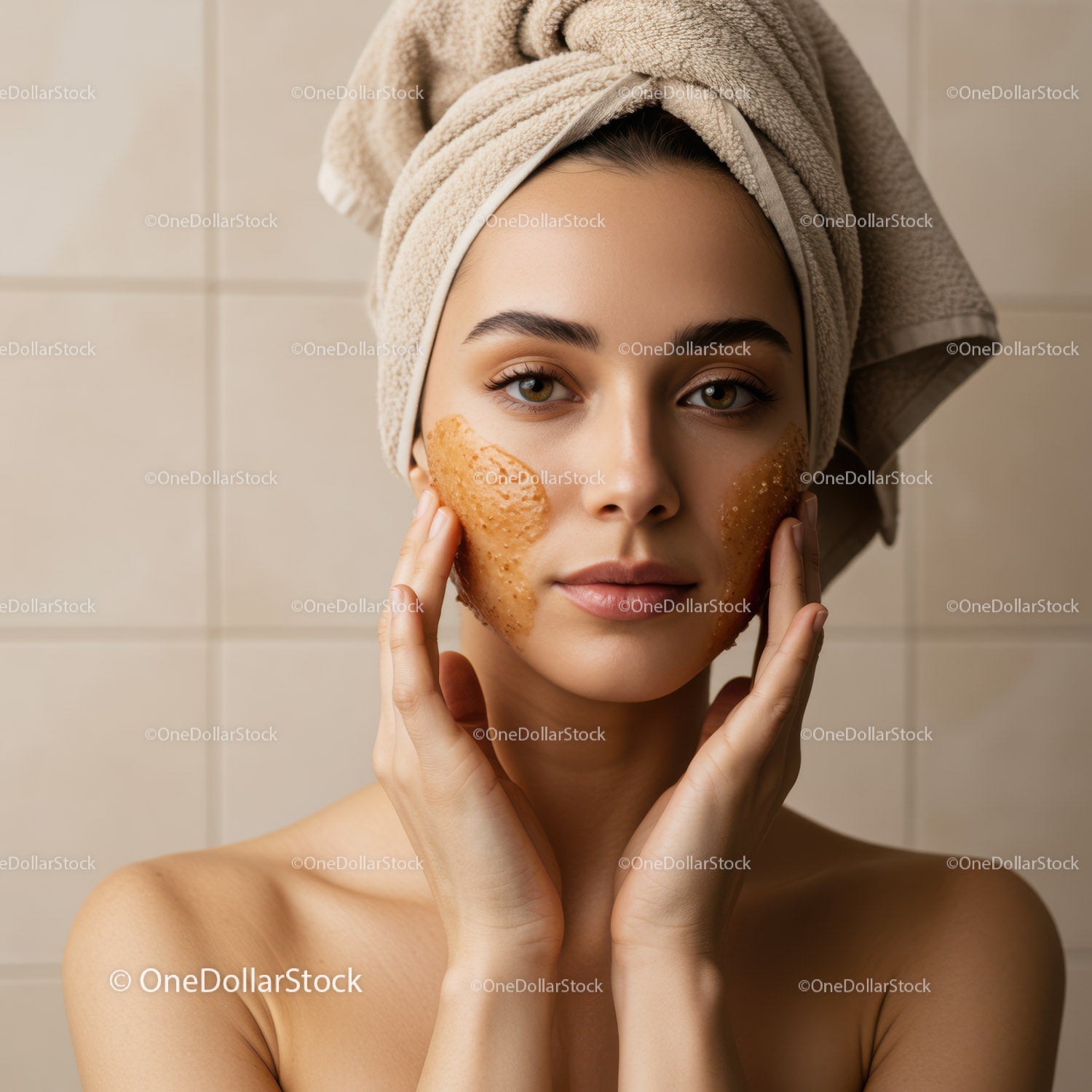 Young Woman Relaxing with Face Mask in Spa Setting