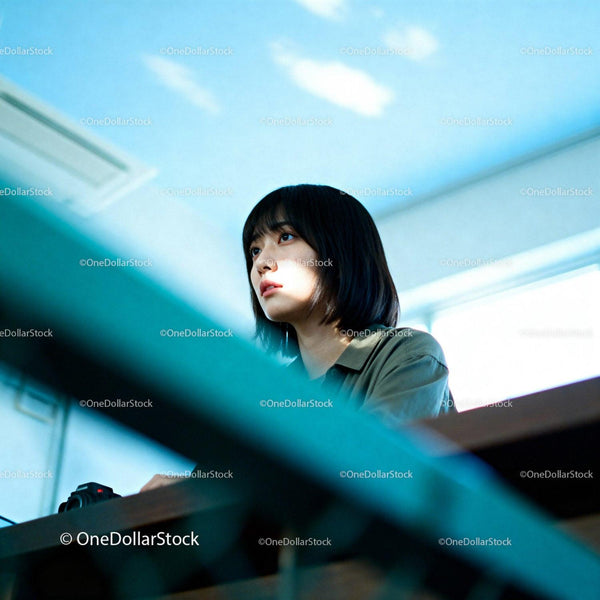 Young woman lost in thought near window light