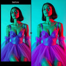 Before and after Neon Film LUT Pack effect
