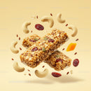Healthy granola bars with nuts and dried fruits floating