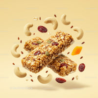 Healthy granola bars with nuts and dried fruits floating
