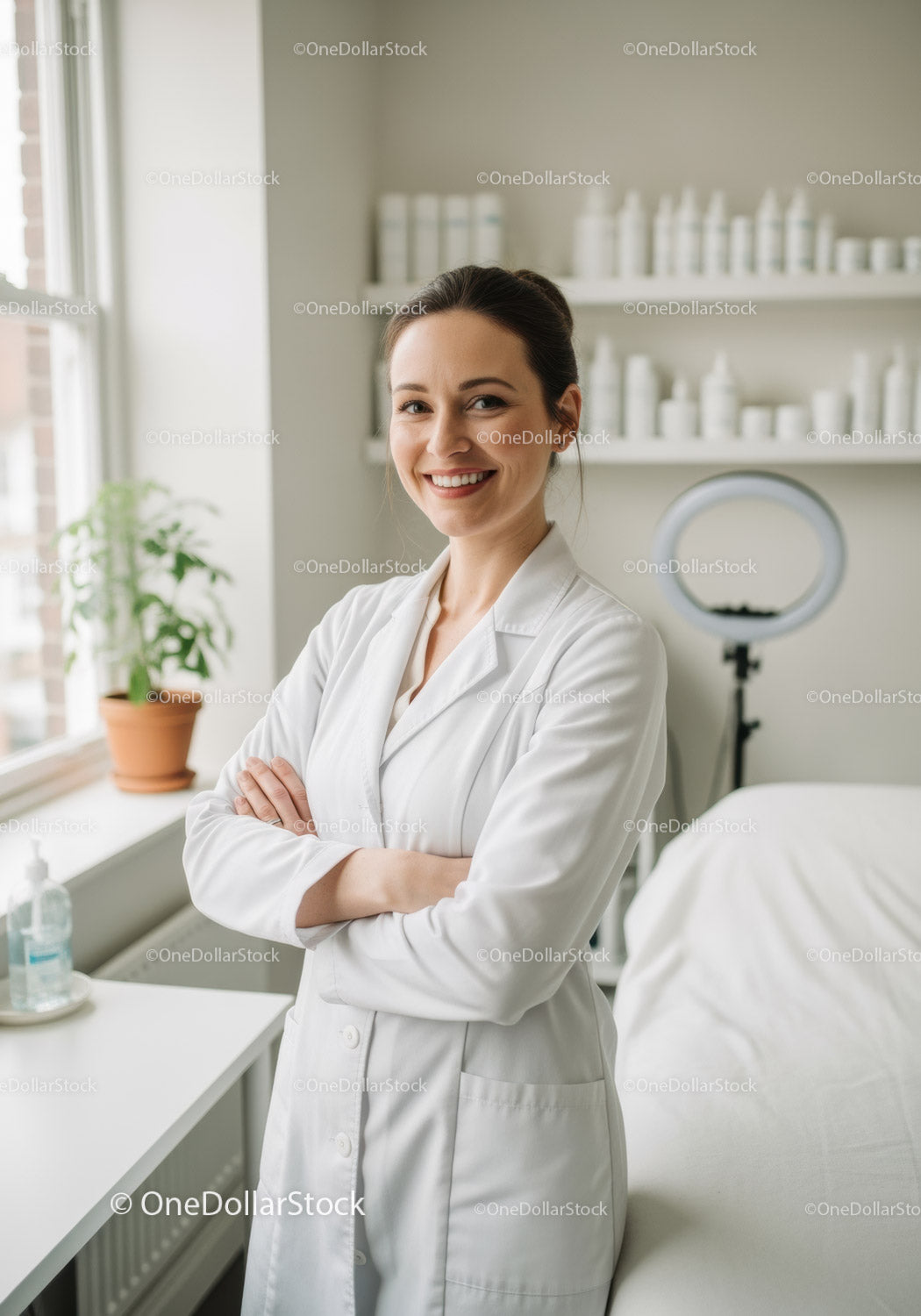 Profesjonalna pracownica służby zdrowia w nowoczesnej klinice medycznej
