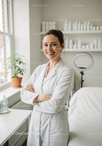 Professional Female Healthcare Worker in Modern Medical Clinic