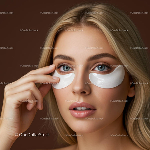 Young Woman Applying Eye Masks for Fresh Healthy Skin