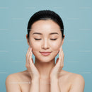 Young Woman with Flawless Skin and Serene Expression for Beauty