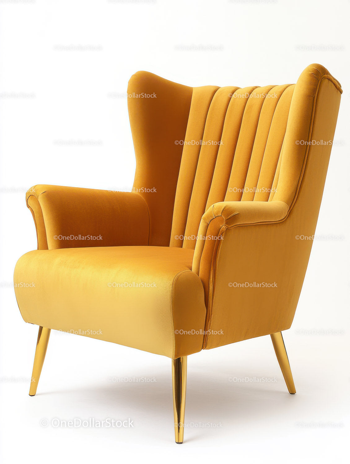 Yellow Velvet Mid-Century Modern Armchair for Stylish Interiors