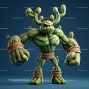 Vibrant Green Anthropomorphic Cactus Character with Muscular Build