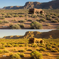 Before and after Desert Vibe LUT Pack effect