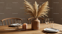 Elegant Dining Table Decor with Pampas Grass and Candles