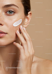 Young Woman Applying Face Cream for Natural Skincare Routine