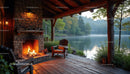 Rustic Cabin Porch with Firepit and Scenic River View