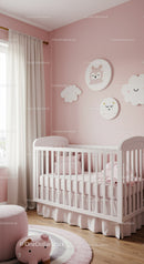 Charming Baby Nursery with Pink Walls and Cute Animal Wall Art