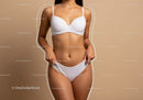Elegant Woman in White Lingerie Standing with Confident Pose