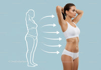 Beautiful Woman in Sportswear Illustrating Body Transformation and Fitness