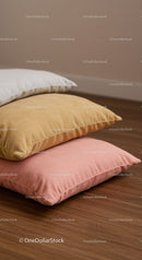 Colorful Cushions on Wooden Floor in Cozy Modern Interior