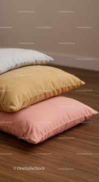 Colorful Cushions on Wooden Floor in Cozy Modern Interior