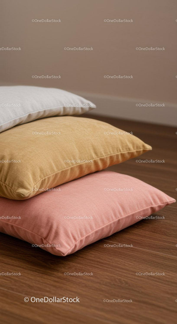 Colorful Cushions on Wooden Floor in Cozy Modern Interior