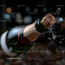 Champagne Bottle with Cork and Bubbles in a Celebration Scene