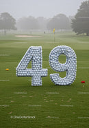 Golf Course Hole Number Forty Nine Displayed with Balls