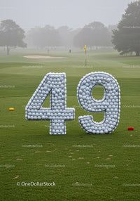 Golf Course Hole Number Forty Nine Displayed with Balls