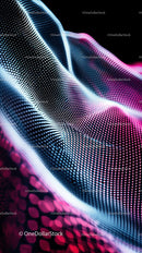 Abstract Digital Wave with Neon Blue and Pink Dots for Futuristic Design